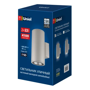 Светильник светодиодный уличный ДБУ-2х22вт ULU-S22D-2x22W/2700K IP65 LIGHT GREY Архитектурный накладной теплый