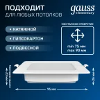 Светильник светодиодный ДВО 5.5 Вт 460 лм 4000К AC 220В IP20 квадрат 95х95х26мм монт разм 75х75мм Пластик Elementary Gauss