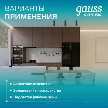 Светильник накладной ДБО под лампу 1хGU5.3 AC 220В Черный IP20 100х56х100мм Алюминий Basic Gauss