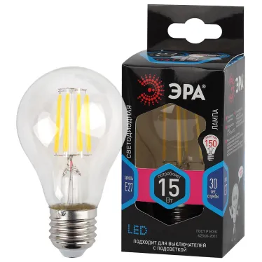 Лампа светодиодная F-LED A60-15W-840-E27 (филамент, груша, 15Вт, нейтр, Е27) (10/100/1500)