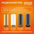 Светильник светодиодный ДБО 12 Вт 900 лм 3000К AC 220В Белый IP20 D79х200мм Алюминий Overhead Gauss