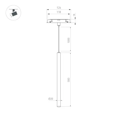Светильник MAG-ORIENT-SPOT-HANG-L500-R20-3W Warm3000 (BK, 20 deg, 48V) (Arlight, IP20 Металл, 5 лет)