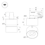 Светильник светодиодный трековый SP-PLURIO-TRACK-4TR-R77-9W Day4000 (BK-NI, 36 deg, 230V) (ARL, IP20 Металл, 3 года)