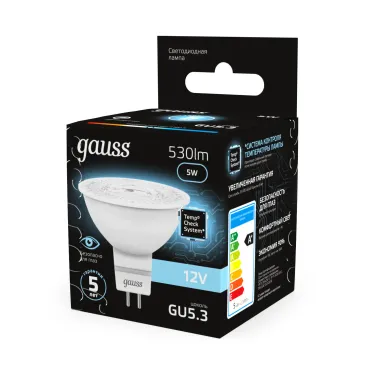 Лампа светодиодная LED 5 Вт 530 лм 4100К софит MR16 нейтральный GU5.3 AC/DC 12В низковольтная Black Gauss
