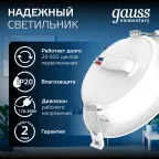Светильник светодиодный ДВО 5.5 Вт 460 лм 4000К AC 220В IP20 круг D95х26мм монт d75мм Пластик Elementary Gauss