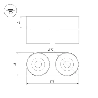 Светильник светодиодный SP-PLURIO-SURFACE-RS179x78-18W Day4000 (BK-BRS, 36 deg, 230V) (ARL, IP20 Металл, 3 года)