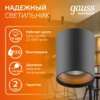 Светильник светодиодный ДБО 12 Вт 900 лм 3000К AC 220В Черный IP20 D100х100мм Алюминий Overhead Gauss