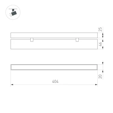 Светильник светодиодный трековый MAG-FLAT-FOLD-25-S400-12W Warm3000 (WH, 100 deg, 24V) (ARL, IP20 металл, 5 лет)