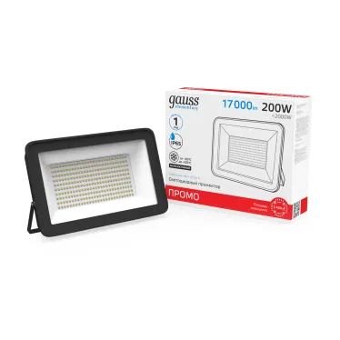 Прожектор светодиодный ДО 200 Вт 17000 лм 6500К AC 220В IP65 290х353х34мм Elementary PROMO G2 Gauss