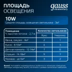 Светильник светодиодный ДВО 10 Вт 780 лм 4000К AC 220В IP20 квадрат 120х120х26мм монт разм 90х90мм Пластик Elementary Gauss