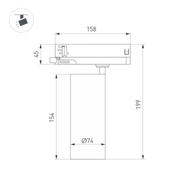 Светильник светодиодный трековый LGD-GERA-4TR-R74-20W Day4000 (BK, 55 deg, 230V) (ARL, IP20 металл, 5 лет)