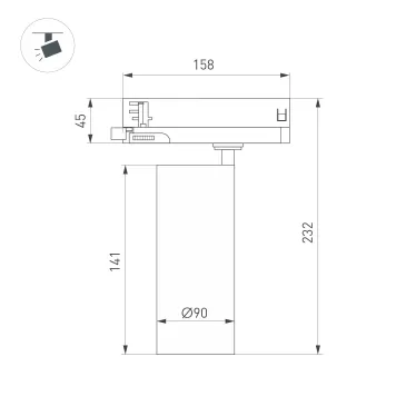 Светильник светодиодный трековый LGD-GERA-4TR-R90-30W Warm3000 (WH, 15 deg, 230V) (ARL, IP20 металл, 5 лет)