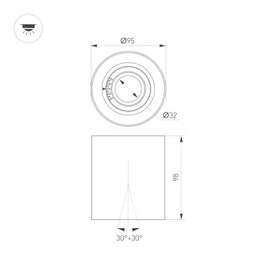 Светильник светодиодный SP-ACENTO-R95-10W Day4000 (WH, 20-45 deg, 230V) (ARL, IP20 Металл, 5 лет)