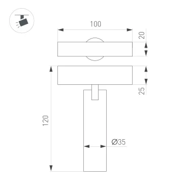 Светильник светодиодный трековый MAG-SPOT-25-R90-9W Warm3000 (WH, 30 deg, 24V) (ARL, IP20 металл, 5 лет)