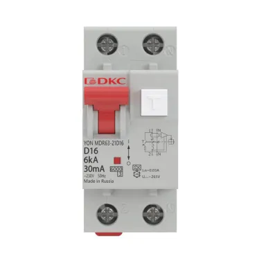 Выключатель автоматический дифференциального тока YON MDR63-21C40-A (2п, 10mA) 6kA | MDR63-21C40-A | DKC
