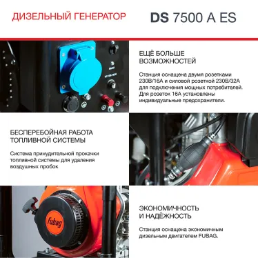 Генератор дизельный с электростартером и коннектором автоматики DS 7500 A ES