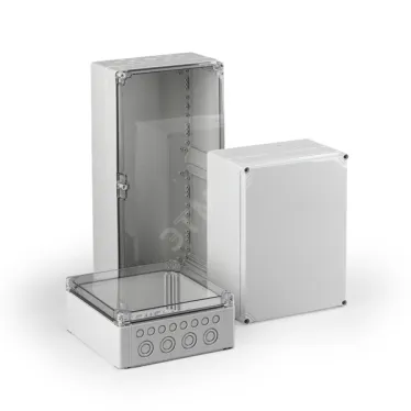 Cubo O 300X300X132 мм, метрические выбивные отверстие, серая крышка, PC, IP 66/67