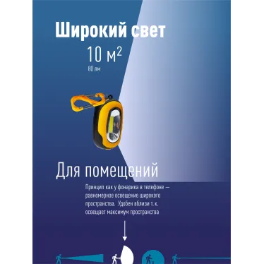 Фонарь брелок походный кемпинг 1Вт COBLED/3xAAA/ABS-пласт/магнит на корпусе/карабин, КОСМОС