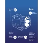 Фонарь-прожектор аккумуляторный, 5W прожектор + 5W СОВ боковая панель, аккум. 3,7V 3,6Ah, 350Лм - 10 часов, 350Лм - 10 часов