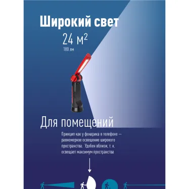 Фонарь рабочая автомобильная аккум/2Вт+5ВтCOB/Li-ion18650 1200mAh/USB/магн/строп/молот