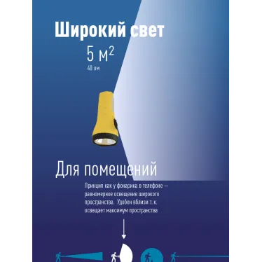 Фонарь ручной 0,5Вт LED+4SMD(1Вт)/1xAA/корпус ABS-пластик/ремешок ручной,