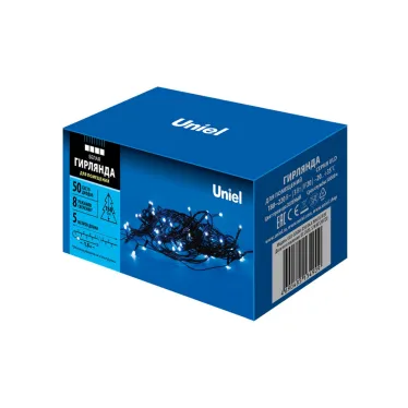 Гирлянда светодиодная 5м 50 светодиодов Провод зеленый ULD-S0500-050/DGA WHITE IP20