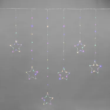 Занавес из росы с фигурами Звезд 1,5х1,15м 156LED мультиколор IP20 USB пульт управления