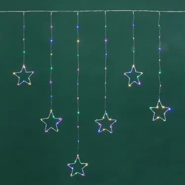 Занавес из росы с фигурами Звезд 1,5х1,15м 156LED мультиколор IP20 USB пульт управления
