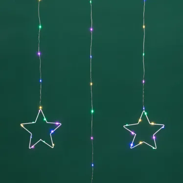 Занавес из росы с фигурами Звезд 1,5х1,15м 156LED мультиколор IP20 USB пульт управления