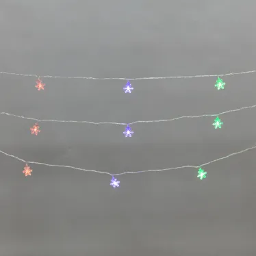 Гирлянда светодиодная Снежинки большие 5м 20LED IP20 прозрачный провод свечение мульти RG/RB мигание 230В