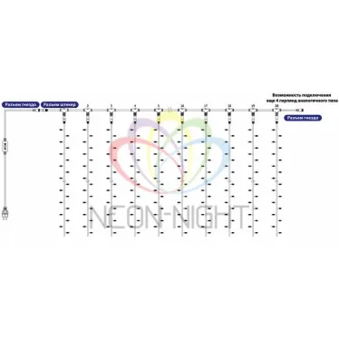 Гирлянда "Светодиодный Дождь" 2х1,5м, постоянное свечение, белый провод, 230 В, диоды ЗЕЛЁНЫЕ, 360 LED | 235-114 | NEON-NIGHT