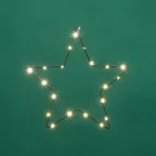 Звезда подвесная на металлическом каркасе 30см 20LED теплый белый питание 2хАА не в комплекте