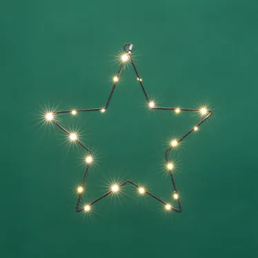 Звезда подвесная на металлическом каркасе 30см 20LED теплый белый питание 2хАА не в комплекте