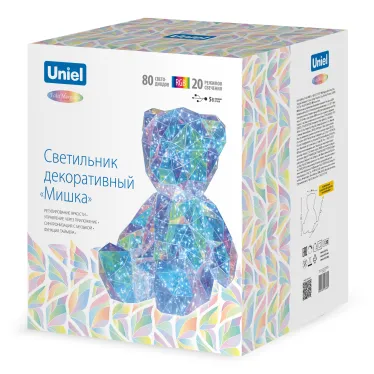 Светильник декоративный Мишка с USB проводом 80 светодиодов RGB свет Цвет корпуса радужный TM Uniel ULD-R504 USB/RGB BEAR