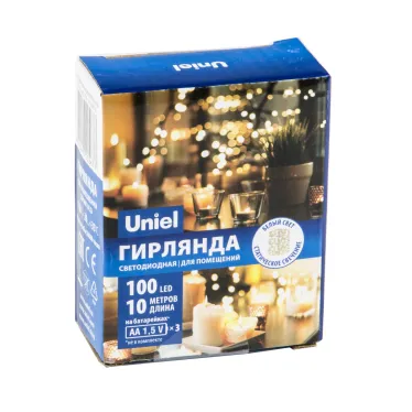 Гирлянда светодиодная на батарейках 3AA (не в/к) Роса 10м 100 светодиодов Белый свет Провод медный ULD-S1000-100/SCB/3AA WHITE IP20 DEW