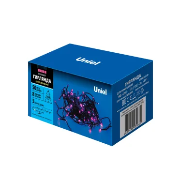 Гирлянда светодиодная 5м 50 светодиодов ULD-S0500-050/DGA PINK IP20 Розовый свет Провод зеленый