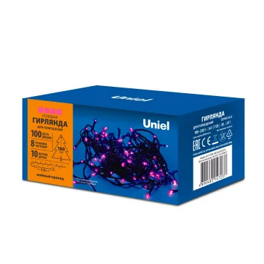 Гирлянда светодиодная 10м ULD-S1000-100/DGA PINK IP20 100 светодиодов Розовый свет Провод зеленый