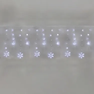 Гирлянда Бахрома со снежинками 2,4х0,9м 150LED белый прозрачный ПВХ IP20 свечение с динамикой 230В