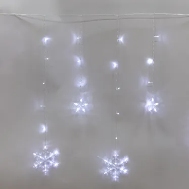 Гирлянда Бахрома со снежинками 2,4х0,9м 150LED белый прозрачный ПВХ IP20 свечение с динамикой 230В