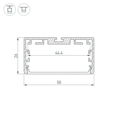 Профиль PLS-LOCK-W50-SMT-2000 ANOD (Алюминий)