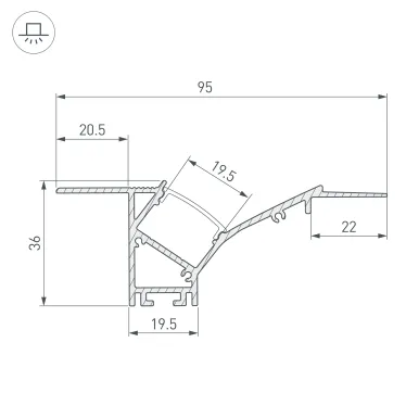 Профиль FANTOM-W45-BEVEL-2000 WHITE (Алюминий)