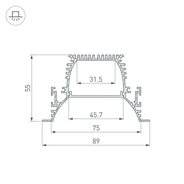 Профиль ARH-POWER-W90-F-COMFORT-2000 ANOD (Алюминий)