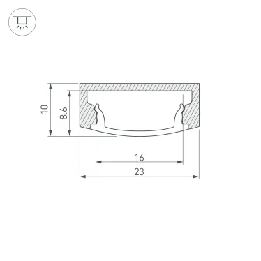 Профиль с экраном ALU-WIDE-H8-2000 ANOD+FROST (ARL, Алюминий)