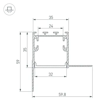 Профиль SL-LINIA32-FANTOM-EDGE-2000 ANOD (ARL, Алюминий)