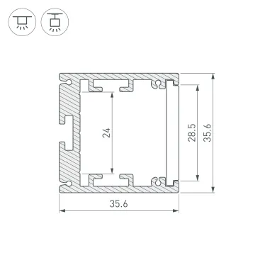 Профиль SL-ARC-3535-D320-W90 WHITE (260мм, дуга 1 из 4) (Arlight, Алюминий)
