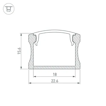 Профиль с экраном ALU-WIDE-H15-2000 ANOD+FROST | 014848 | Arlight