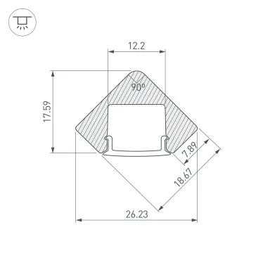 Профиль с экраном ALU-D45-2000 ANOD+FROST (ARL, Алюминий)