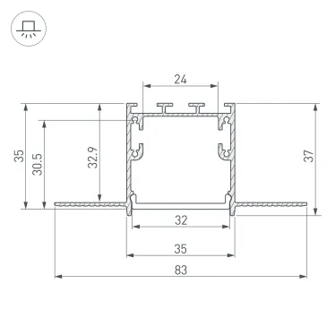 Профиль SL-LINIA32-FANTOM-3000 ANOD (Алюминий)