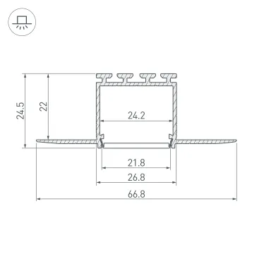 Профиль PLS-LOCK-H25-F-HIDE-2000 (ARL, Алюминий)
