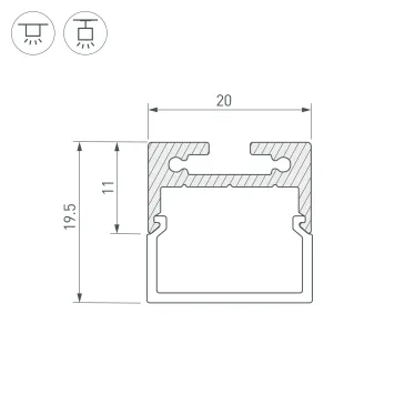 Профиль с экраном SL-LINE-2011M-2500 ANOD+OPAL SQUARE (ARL, Алюминий)